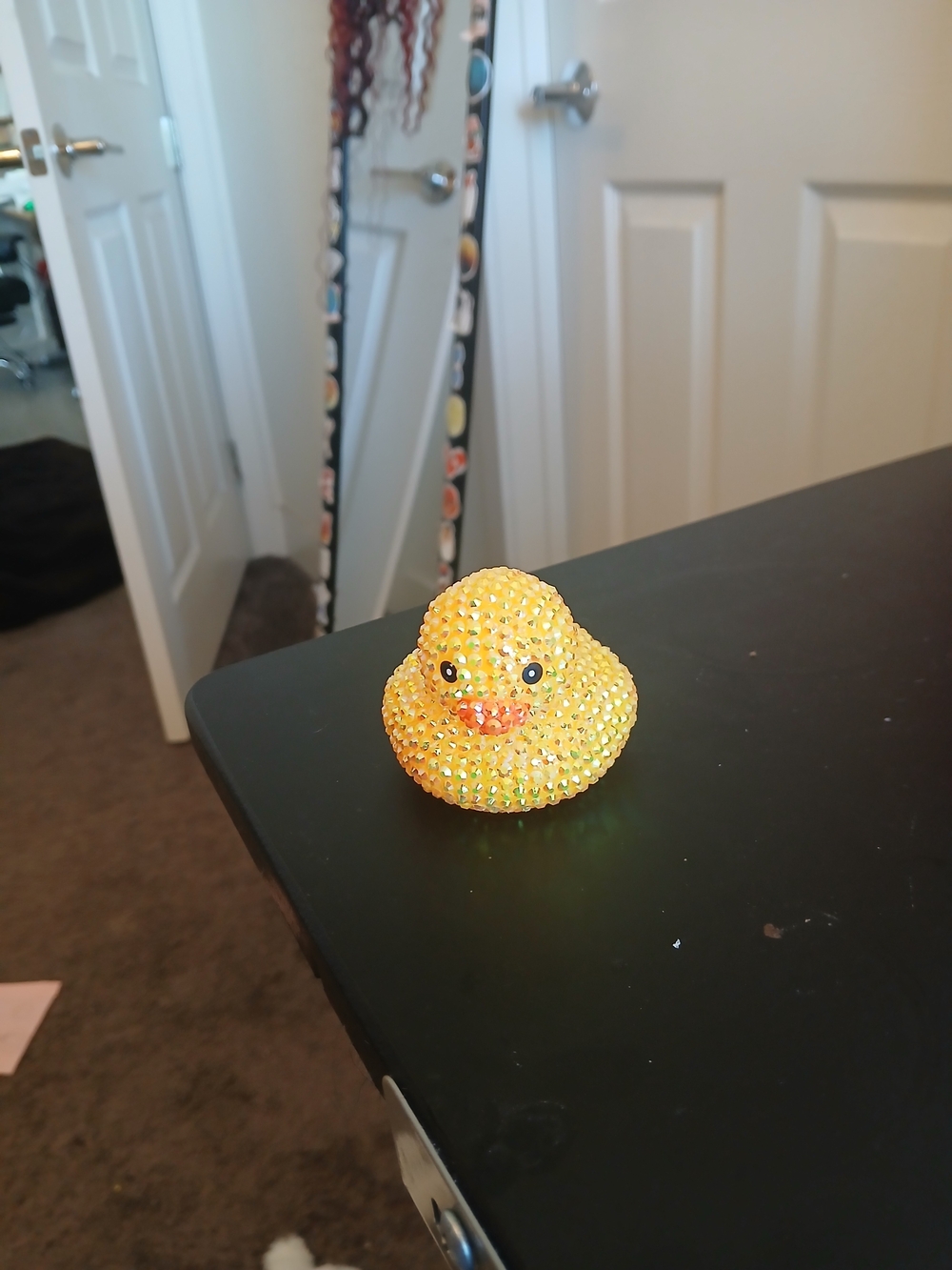 Yellow Rhinestone Rubber Duck Plush Accent for Small Pets